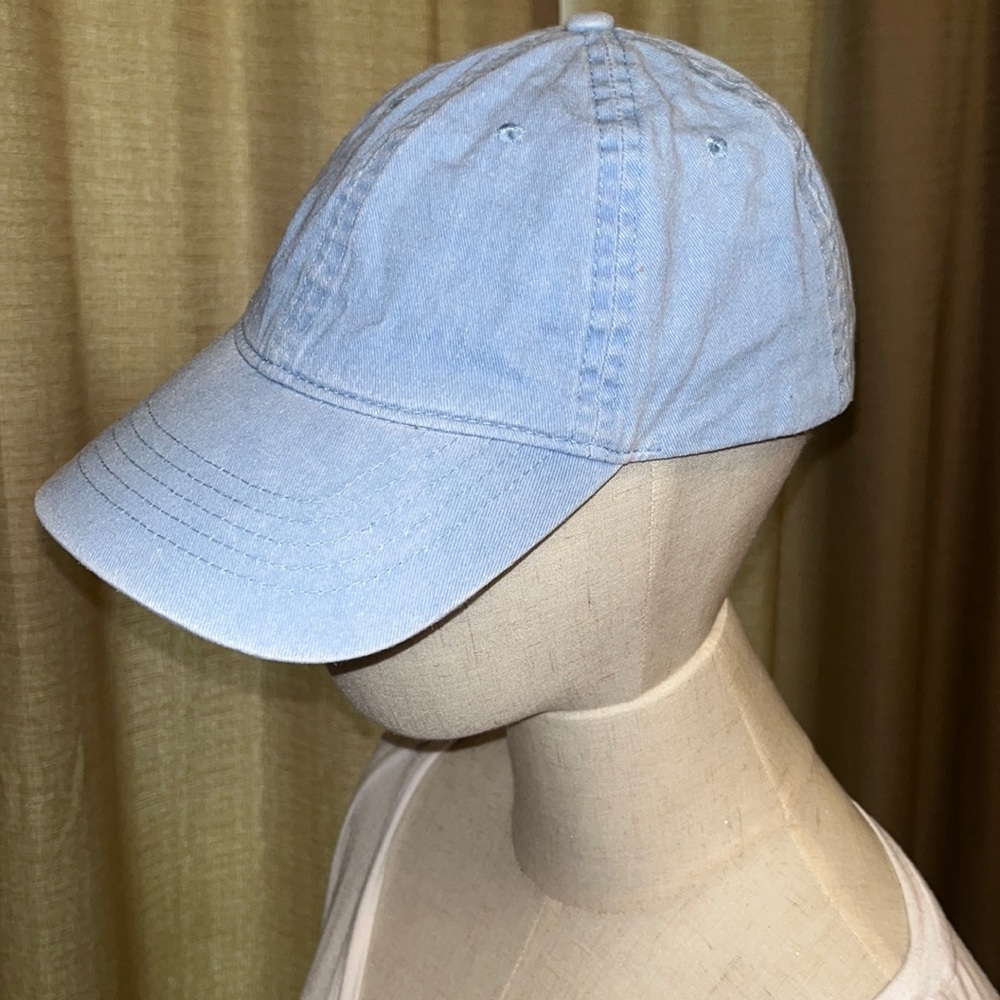 Light Washed Blue Jean Baseball Hat with Adjustable Band